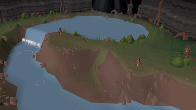 The underground river within the cavern, home to numerous ancient zygomites.